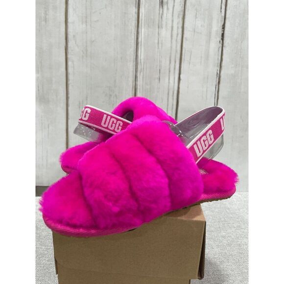 UGG Girls' Fluff Yeah Slide Sandal - Rock Rose 5M Toddlers